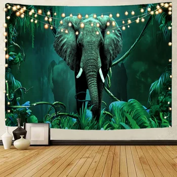 Гоблен с изображение на Мандала и Слон, декорация на стените в бохемски стил Хипи, Гоблен, за Украса на дома, на фона на Гоблен