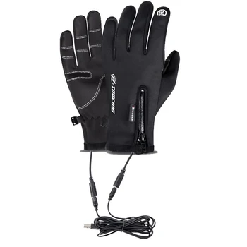 Зимни ръкавици за мъже, ръкавици с впръскване на USB-топъл, водоустойчив сензорен екран, нескользящий дизайн, ски ръкавици, аксесоари за колоездене