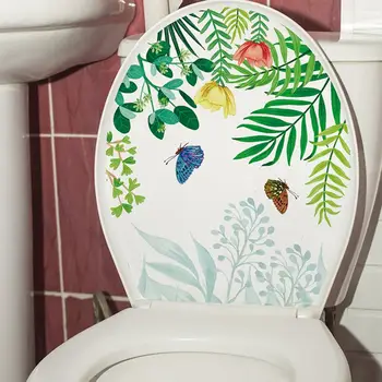 Стикери за стена Цвете стикер на капака на тоалетната чиния Декор баня с подвижни стикер на стената във формата на цветя, билки decoración hogar