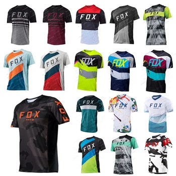 Мъжки ризи с къс ръкав за скоростно спускане, тениски с образа на планински велосипед МТВ ПРИЛЕП FOX, джърси за мотоциклет Offroad DH, Спортни облекла за мотокрос, дрехи